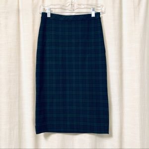 Banana Republic Emerald Green Plaid Pencil Skirt